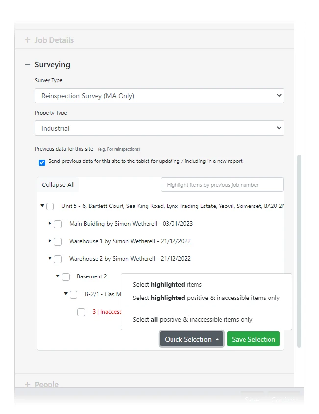 Reinspection Data Selection
